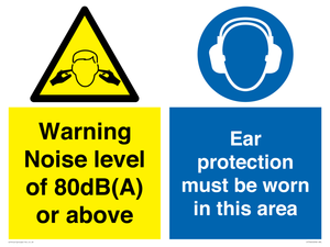Warning Noise level of 80dB(A) or above. Ear protection must be worn in this area
